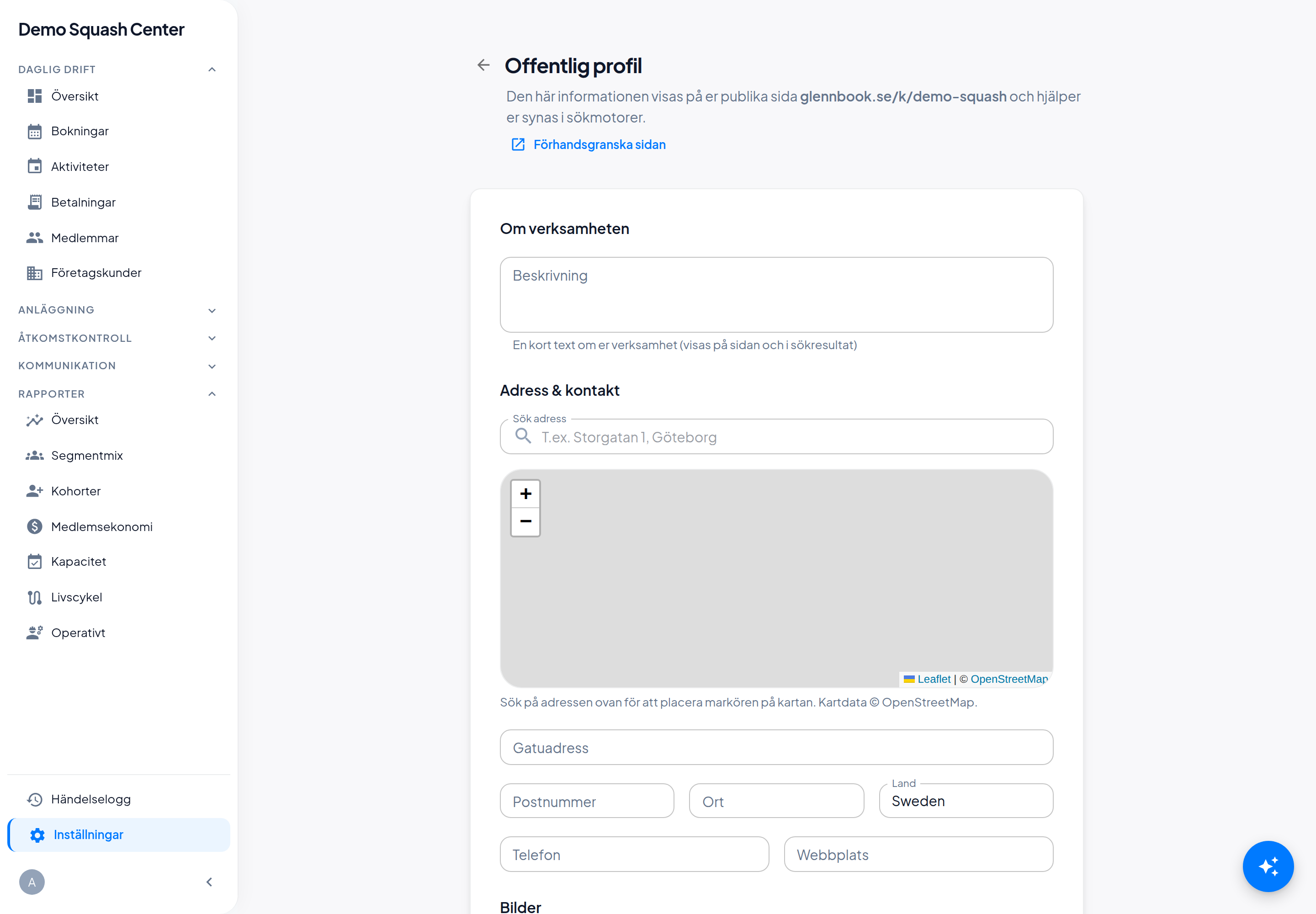 Inställningar för offentlig profil