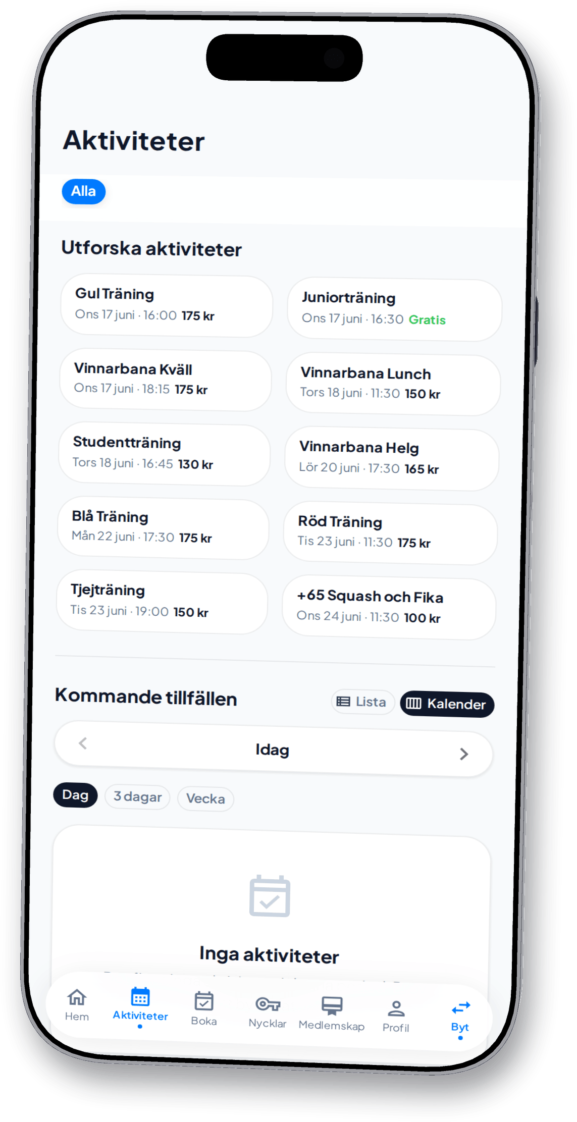 Anmälan till pass i medlemsappen