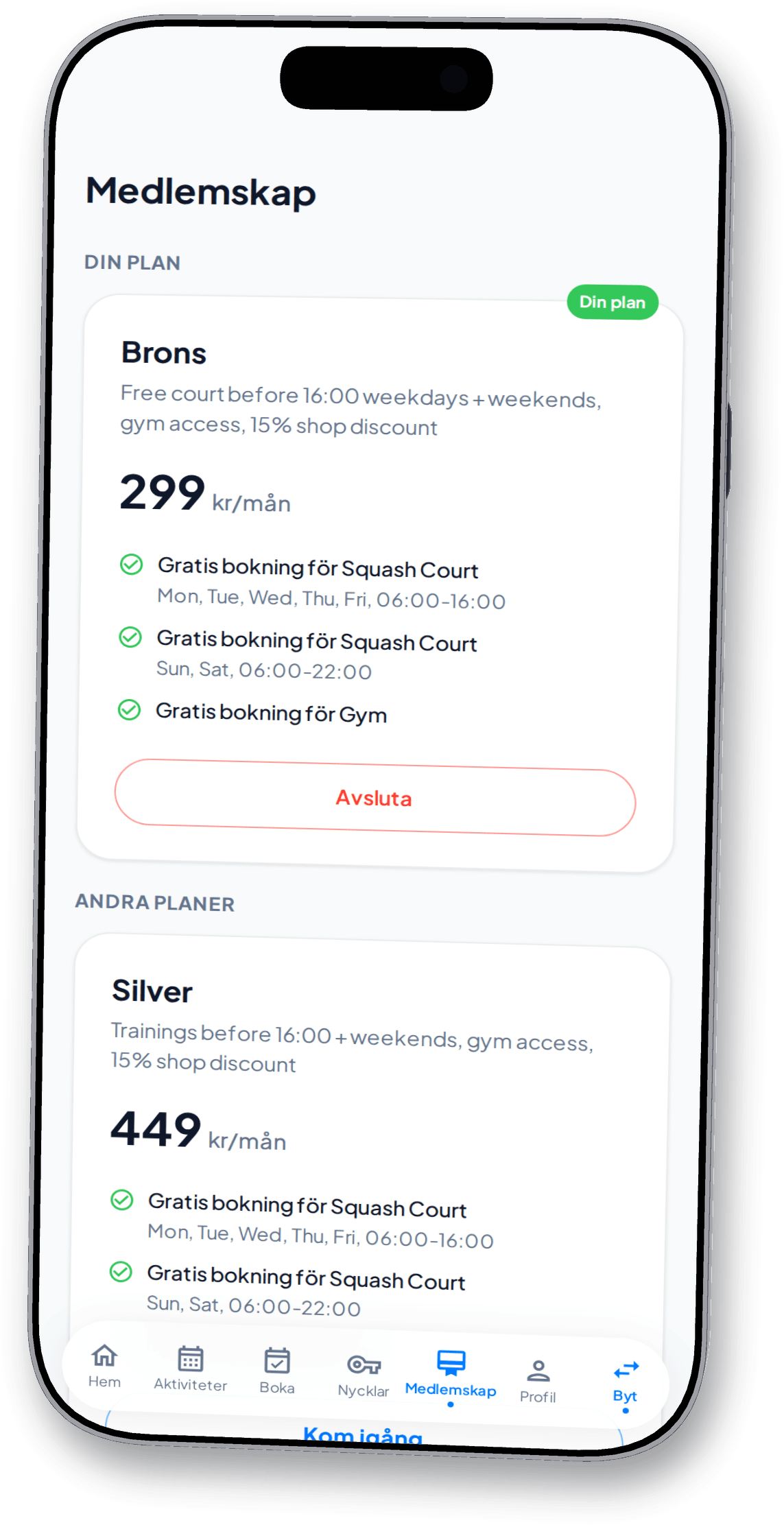 Köp av medlemskap i medlemsappen