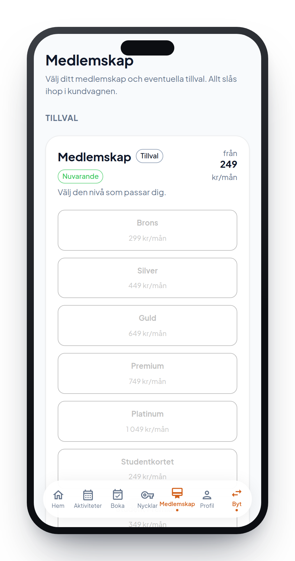 Hantera medlemskap i appen