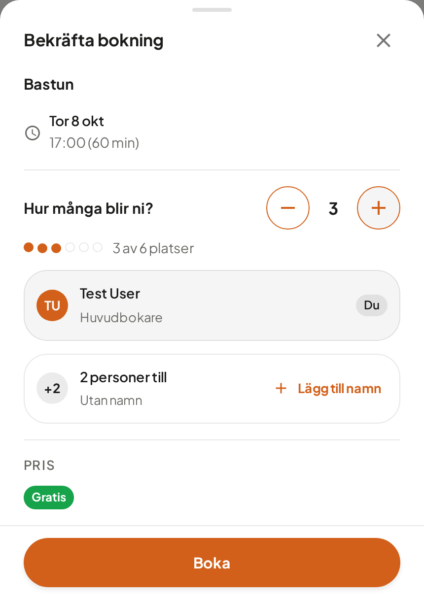 Räknaren när man bokar