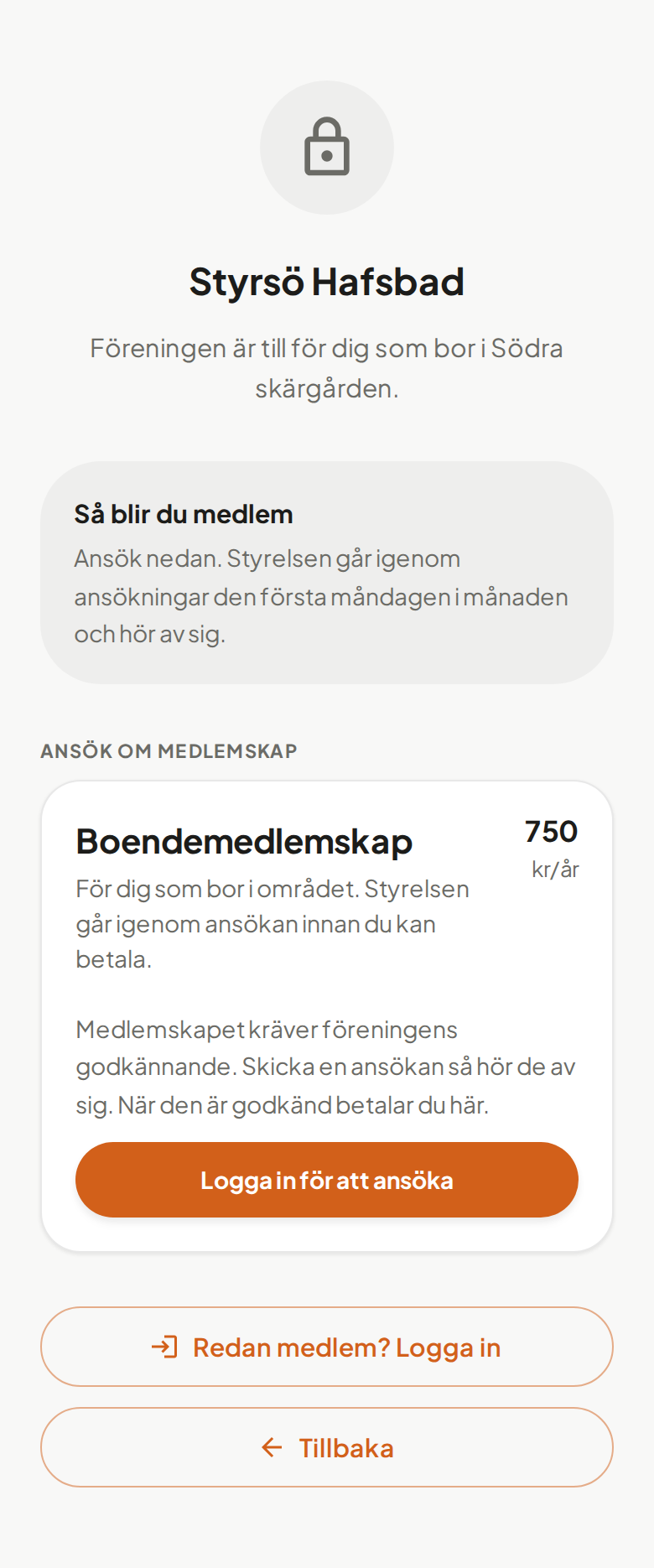 Den stängda sidan, som en besökare ser den