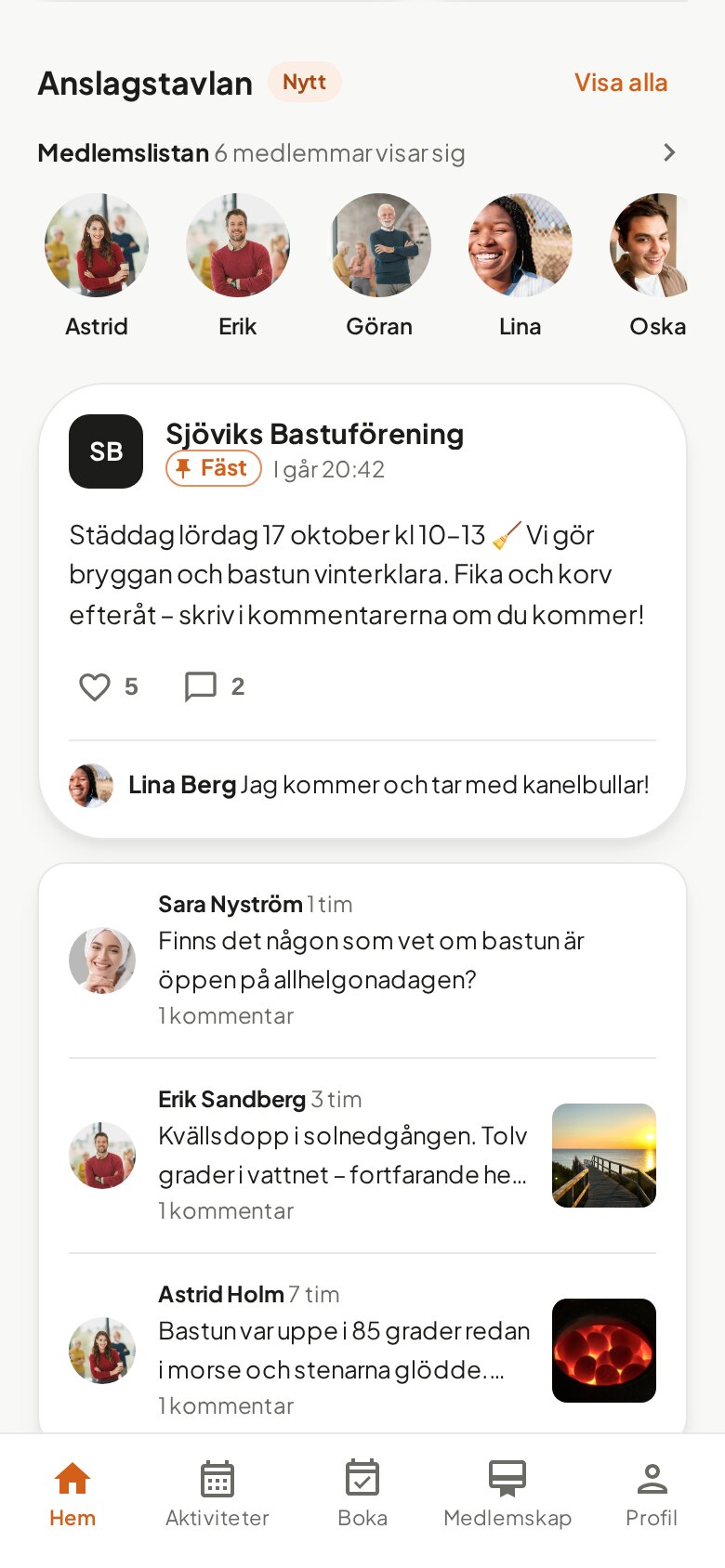 Föreningen på Hem: medlemslistan och anslagstavlan